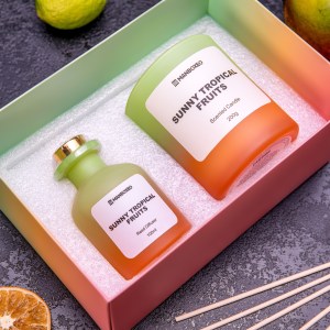 Luxusní dárková sada vonné svíčky a aroma difuzéru s intenzivní vůní - Sunny Tropical Fruits