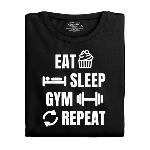 Tričko s potiskem “Eat, Sleep, Gym, Repeat”