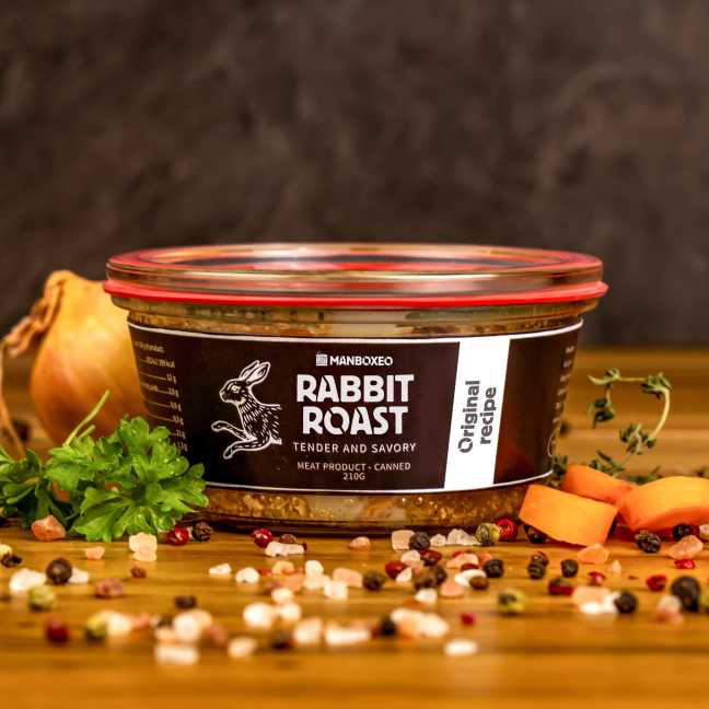 Pečený králík s vepřovým bůčkem 210 g