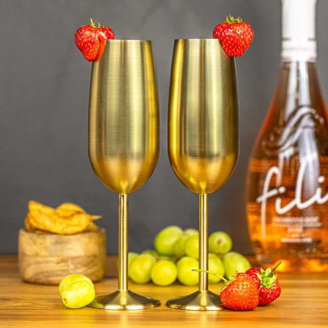 Set nerezových sklenic na šampaňské - Gold