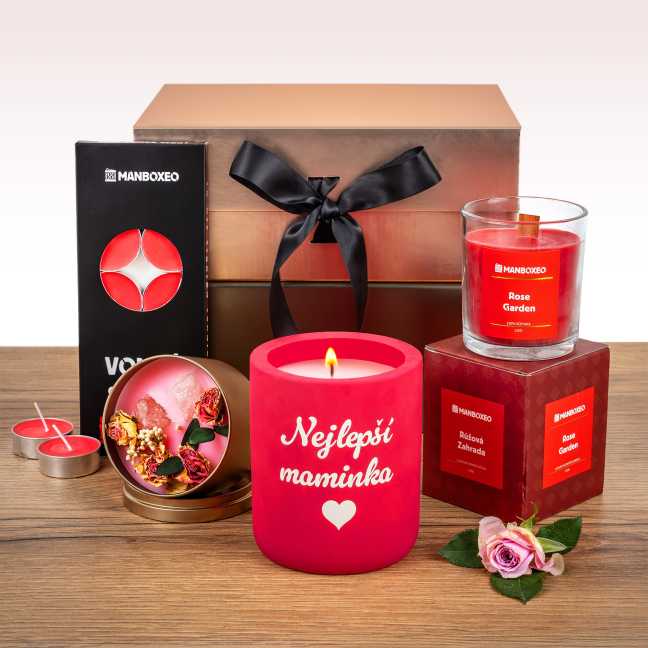 Giftboxeo pro maminku plné svíček - růže + gravírování