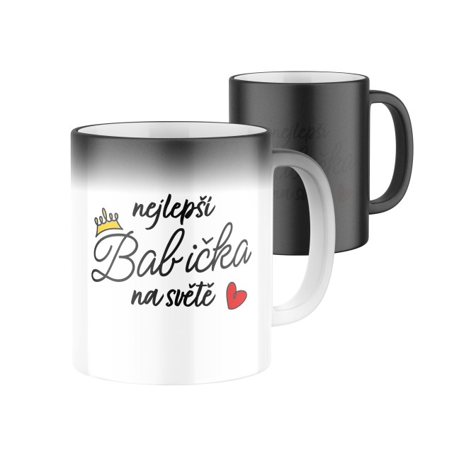 Magický keramický hrnek s potiskem Nejlepší babička na světě, s korunkou