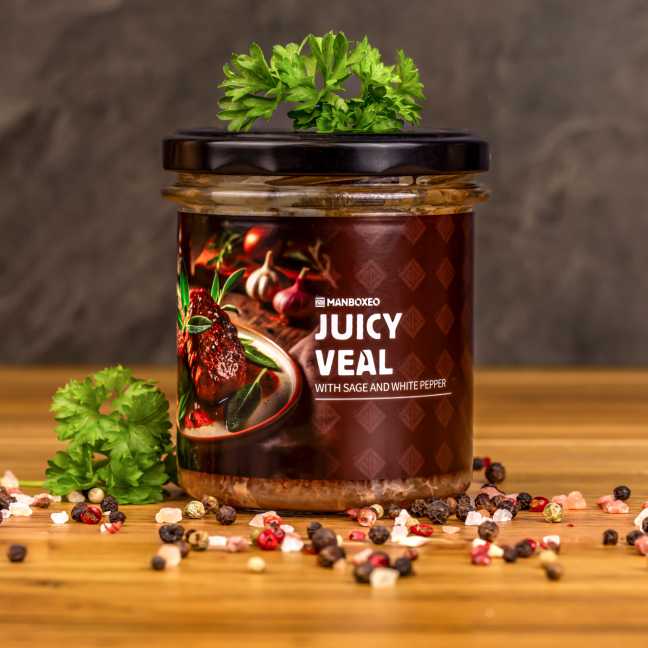 Šťavnaté telecí maso se šalvějí a bílým pepřem 300 g – Mr.HomeMade