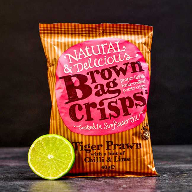 Brambůrky Brown Bag Crisps - krevety a limetka 40 g