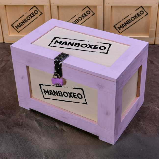 Prázdná truhla se zámečkem a pilkou fialová