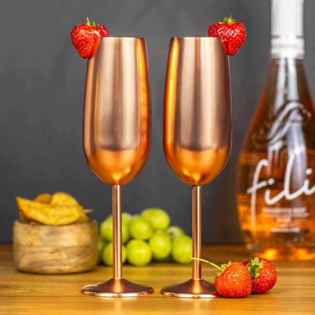 Set nerezových sklenic na šampaňské - Rose gold