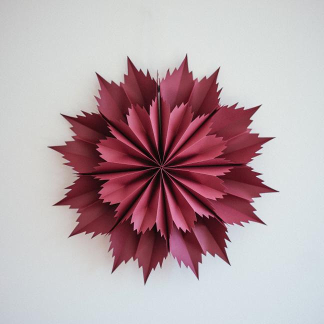 DIY sada na výrobu papírové hvězdy - vínová s leskem
