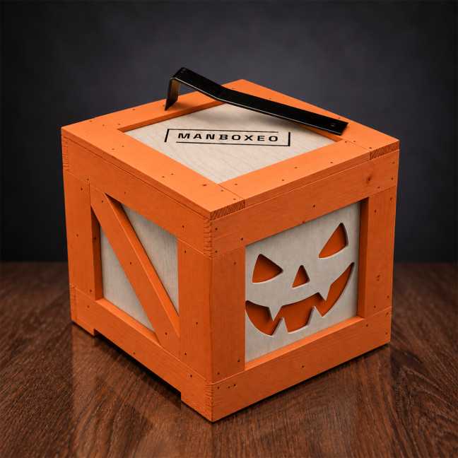 Prázdná Manboxeo bedna oranžová Halloween (velká + páčidlo)