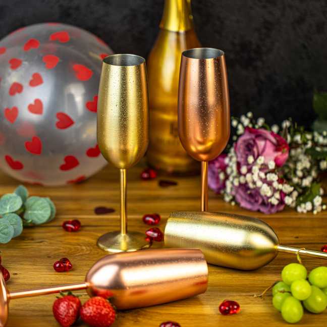 Set nerezových sklenic na šampaňské - Gold