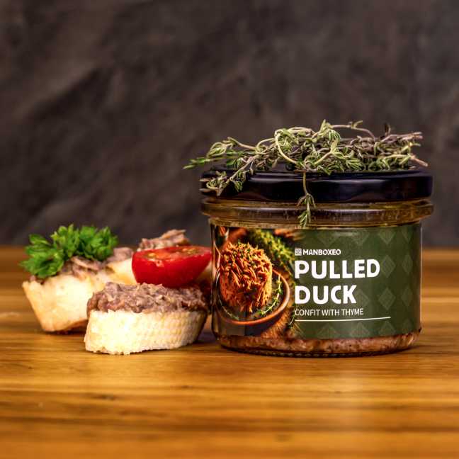 Trhané kachní maso konfitované na tymiánu 170 g – Mr.HomeMade