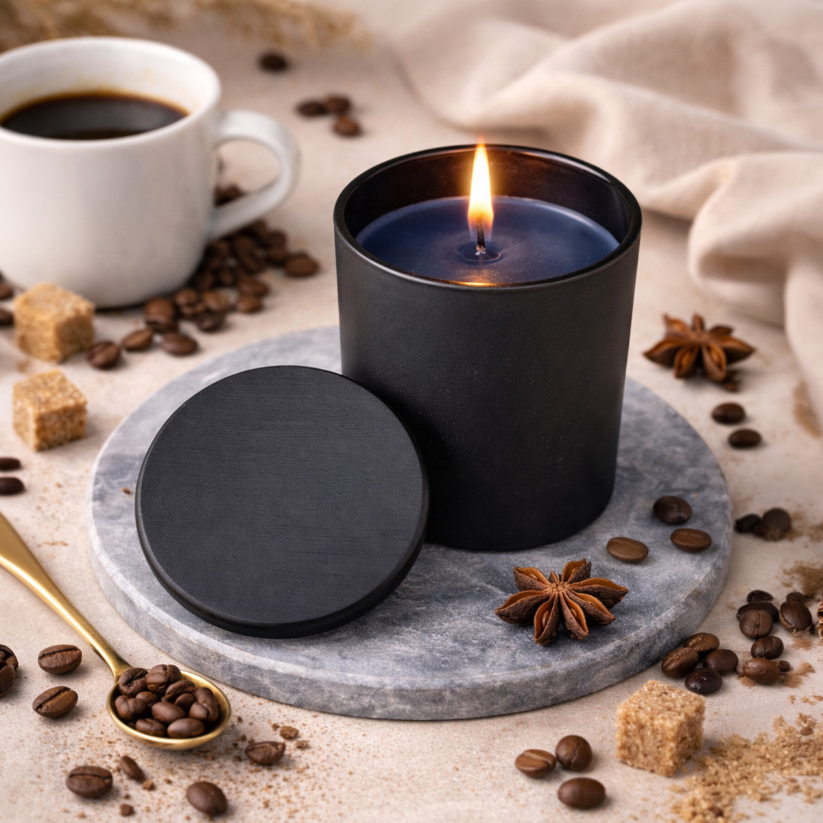 30% SLEVA Černá vonná svíčka v krabičce 130g - COFFEE | Dárek k narozeninám, výročí svatby, den matek, svátku | Dárek pro ženu, maminku, mámy, ženy, b