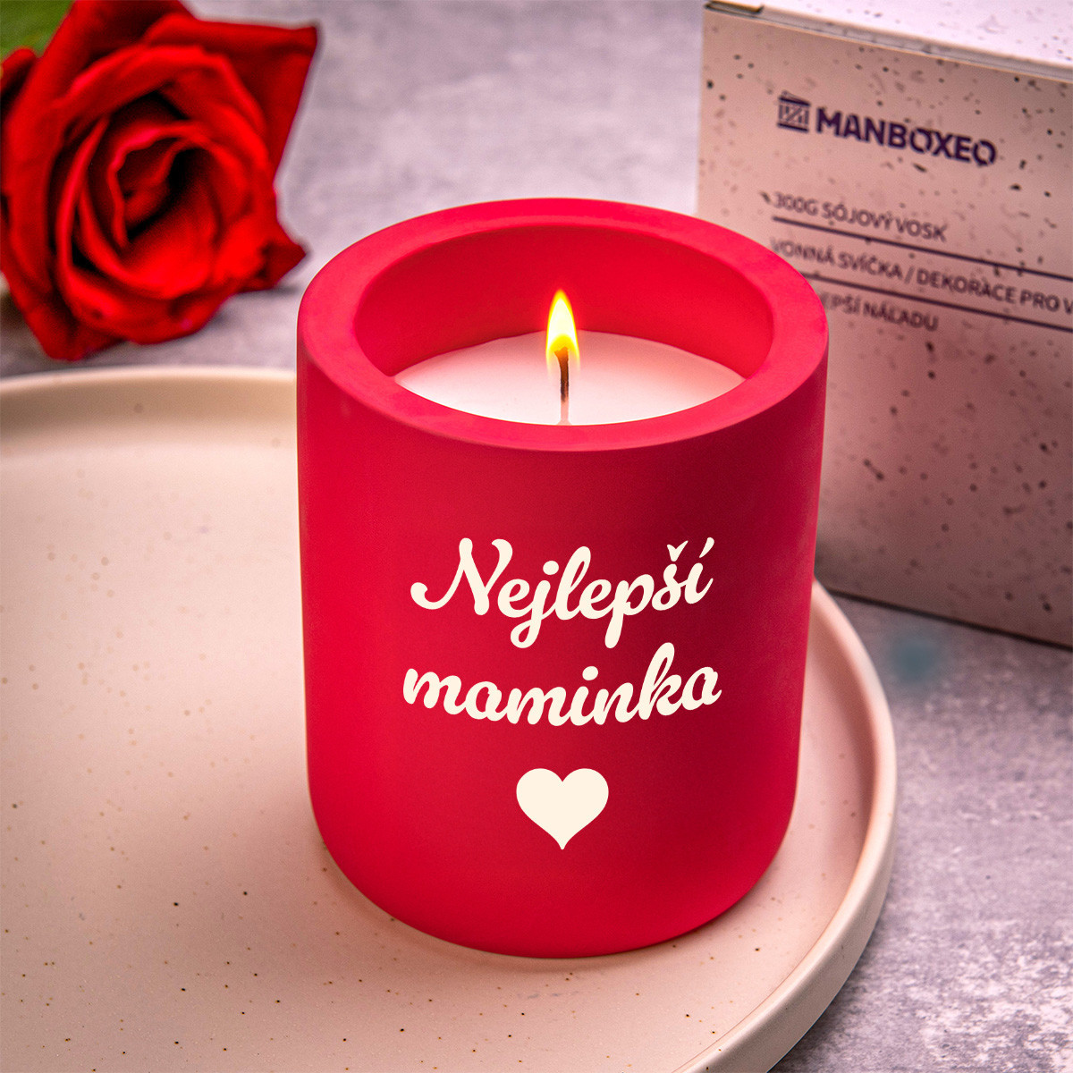 30% SLEVA Svíčka v betonu - Růže 300 g | Dárek k narozeninám, výročí svatby, den matek, svátku | Dárek pro ženu, maminku, mámy, ženy, babičku | dárek