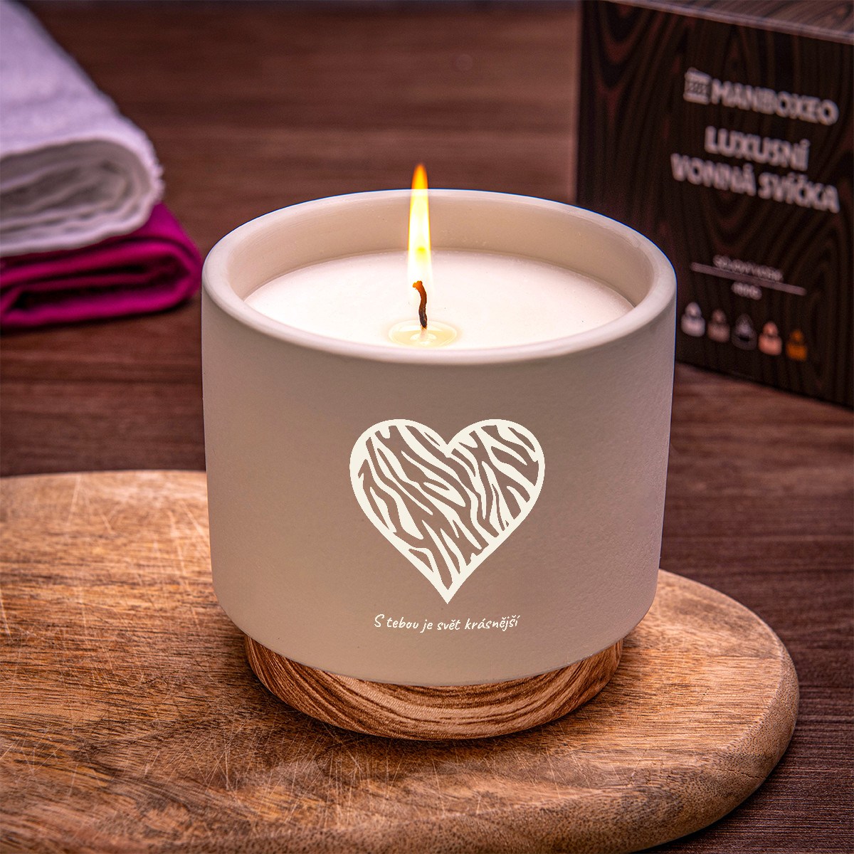 30% SLEVA Velká svíčka v keramice - Fresh Linen 400 g | Dárek k narozeninám, výročí svatby, den matek, svátku | Dárek pro ženu, maminku, mámy, ženy, b