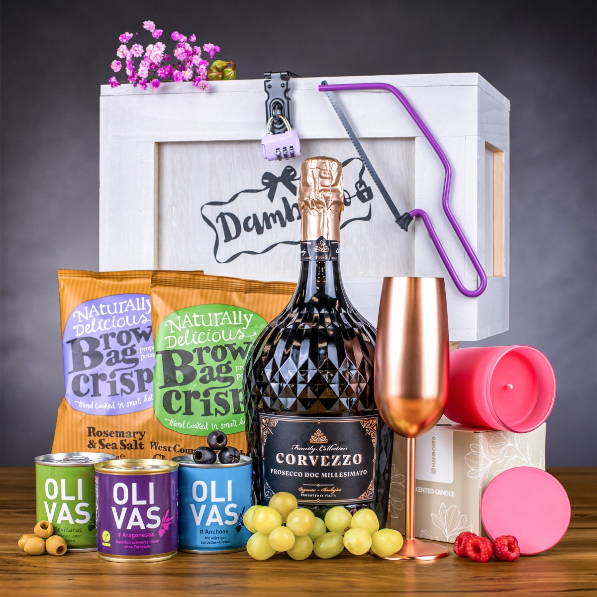 Dárková Truhla s Magnum proseccem | Dárek pro ženu, maminku, kamarádku, přítelkyni, babičku | Dárek k narozeninám pro ženu | Dárky k narozeninám pro ž
