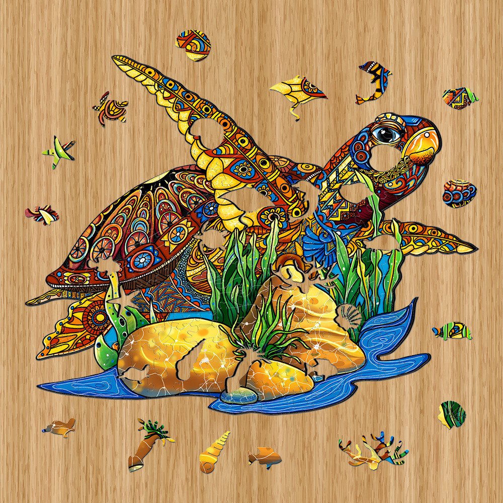 Dřevěné kreativní puzzle Želva | Dřevěné 3d puzzle, jigsaw puzzle | Vánoční dárek pro kluky, holky, muže, ženy, děti, k narozeninám, svátku, vánocům |
