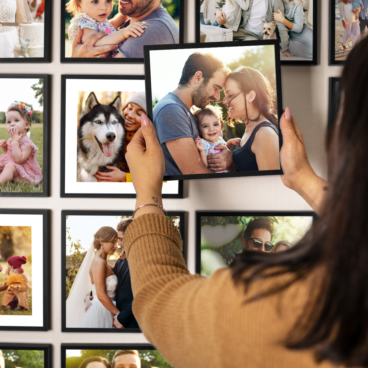 50% SLEVA Samolepící Fotorámeček na zeď + fotka - černý | Bez vrtání | Samolepící fotorámeček na zeď, dárek k valentýnu s fotkou, dárky z fotek, bez v