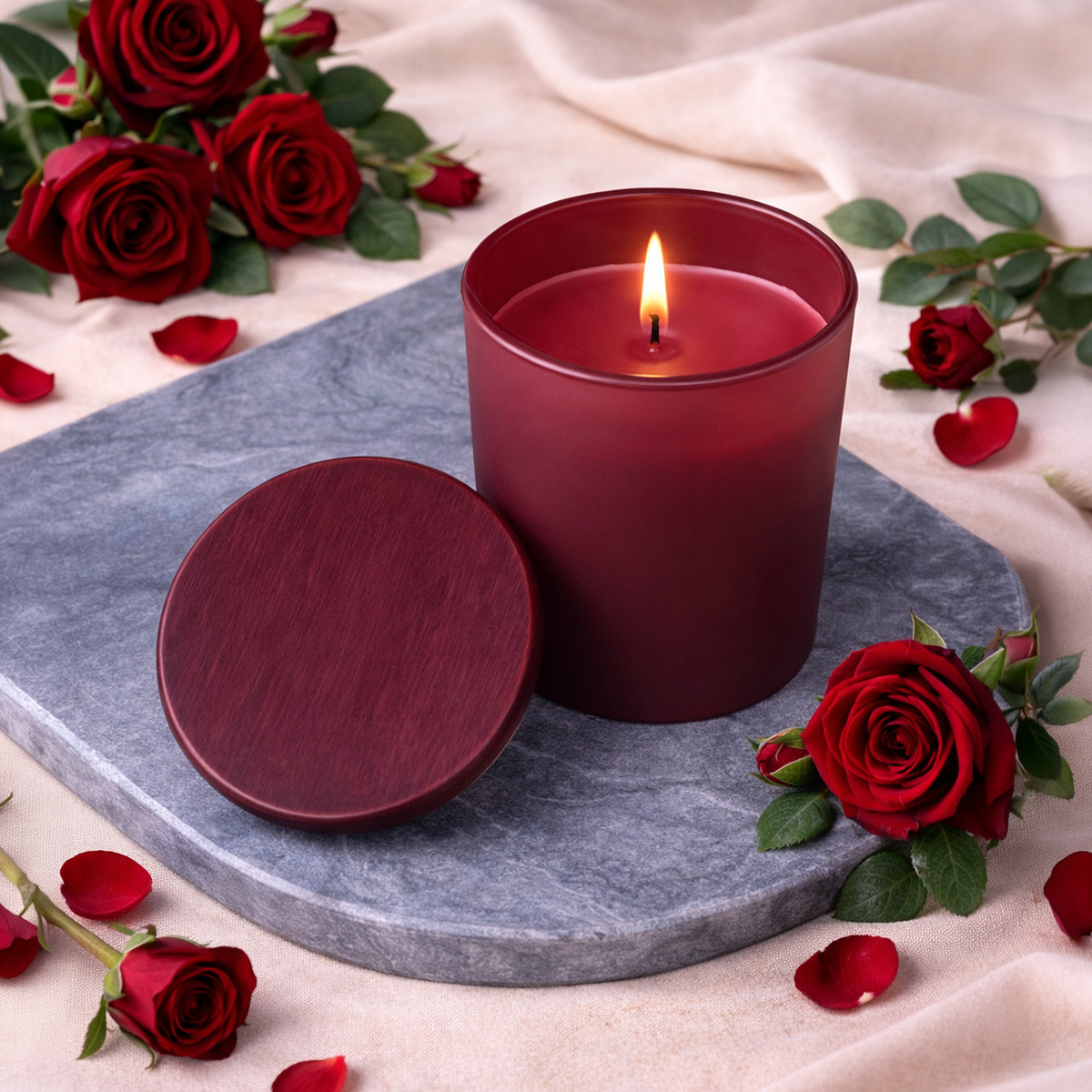 30% SLEVA Červená vonná svíčka v krabičce 130g  - ROSE | Dárek k narozeninám, výročí svatby, den matek, svátku | Dárek pro ženu, maminku, mámy, ženy,