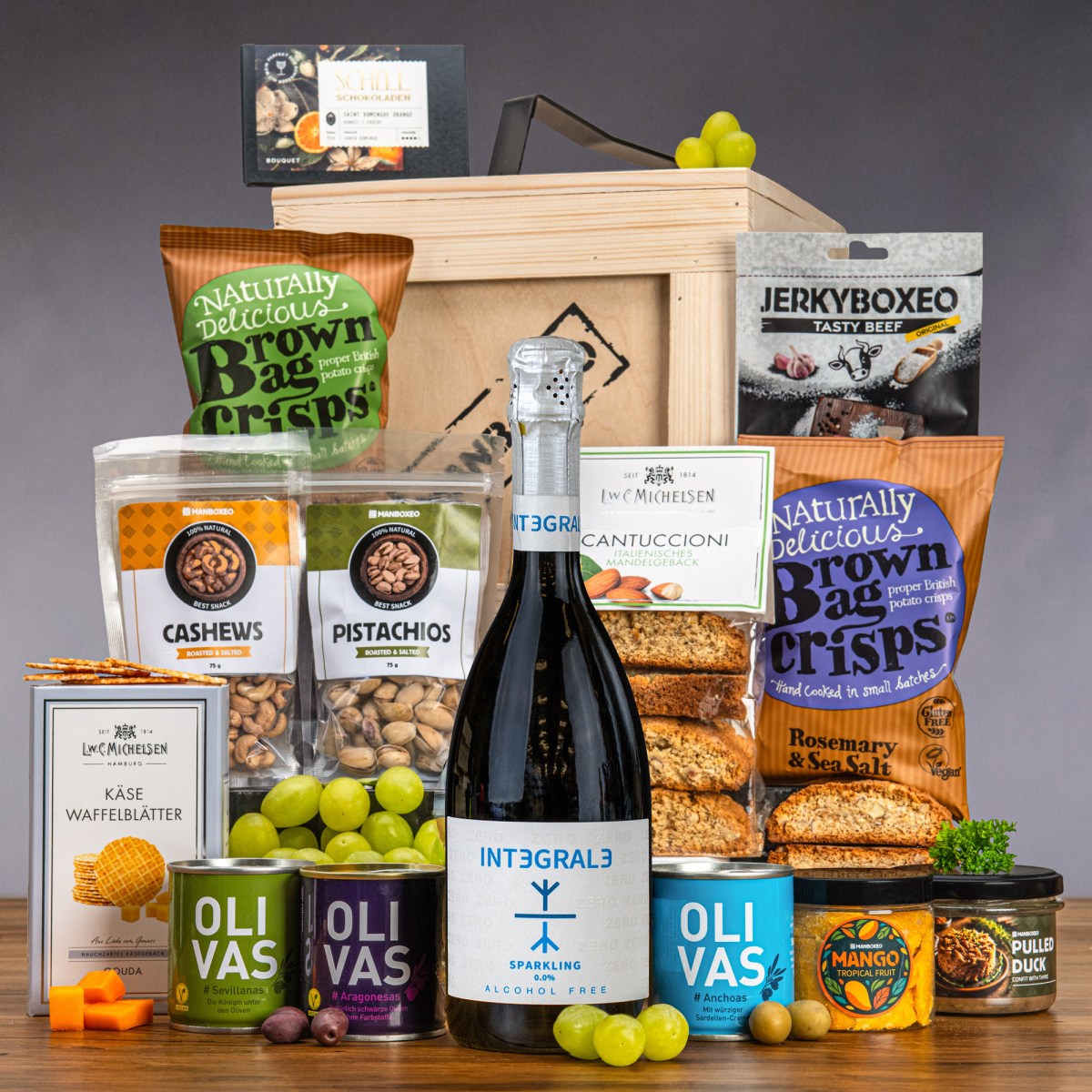 Manboxeo Bedna s Proseccem s 0 % alkoholu XL | Dárková bedna s páčidlem | Dárek pro muže, tátu, otce, tatínka, přítele, dědu | Dárky pro muže | Bedna