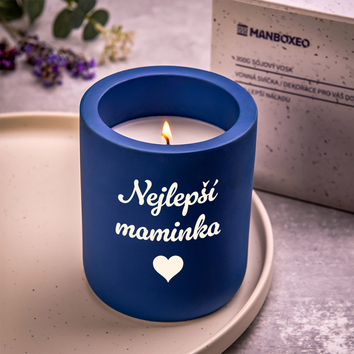 30% SLEVA Svíčka v betonu - Lavendule & Eucalyptus 300 g | Dárek k narozeninám, výročí svatby, den matek, svátku | Dárek pro ženu, maminku, mámy, ženy