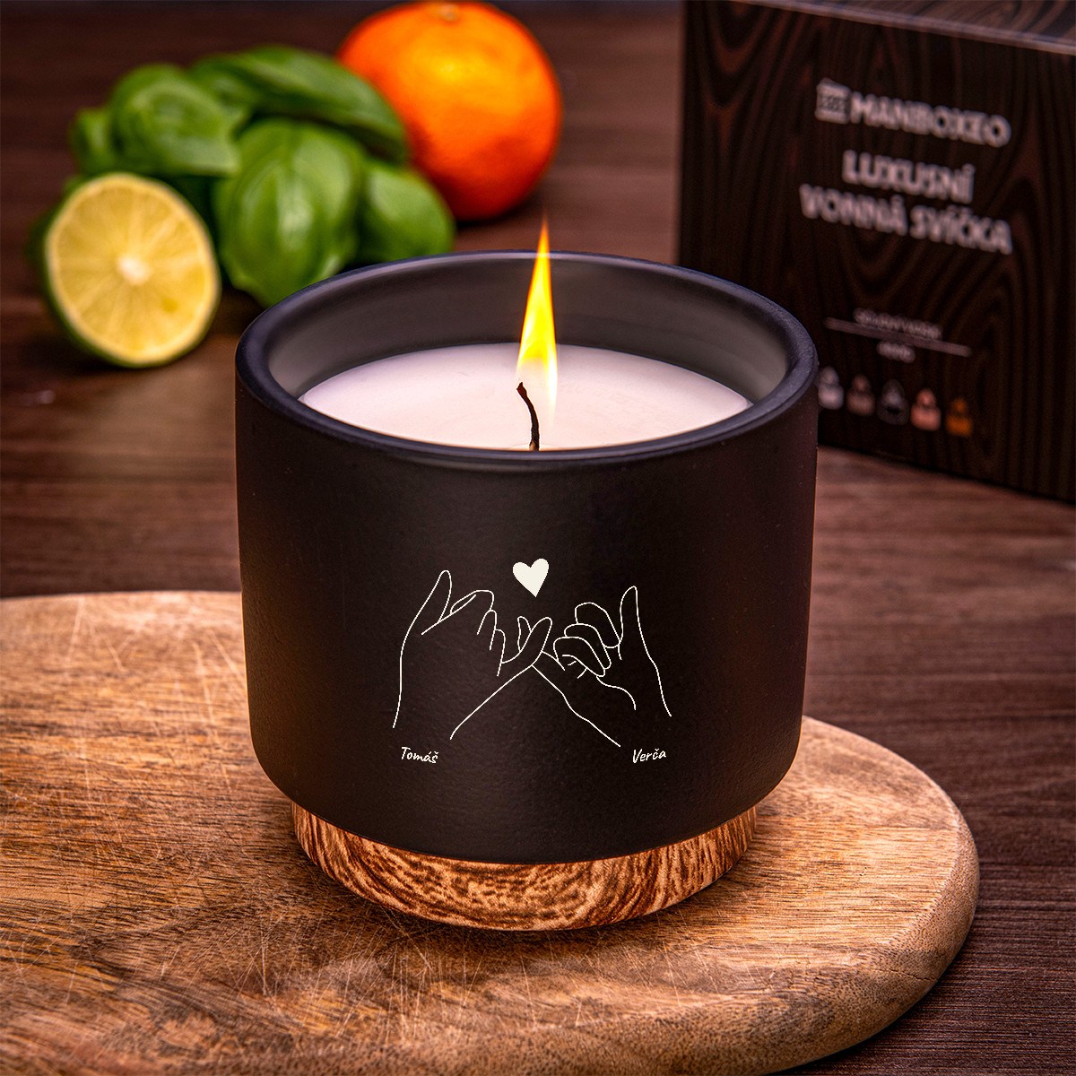 30% SLEVA Velká svíčka v keramice - Limetková bazalka & Mandarínka 400 g | Dárek k narozeninám, výročí svatby, den matek, svátku | Dárek pro ženu, mam