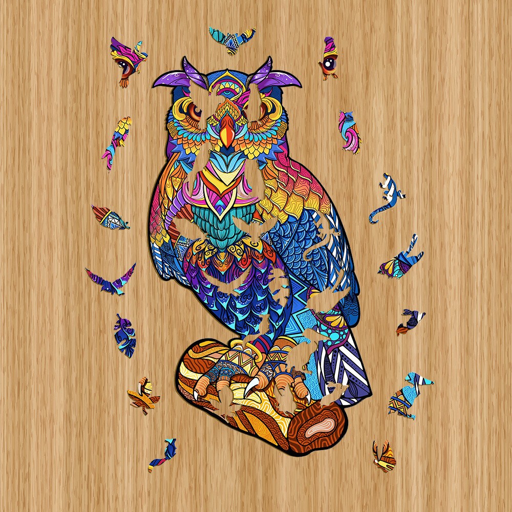 Dřevěné kreativní puzzle Sova | Dřevěné 3d puzzle, jigsaw puzzle | Vánoční dárek pro kluky, holky, muže, ženy, děti, k narozeninám, svátku, vánocům |