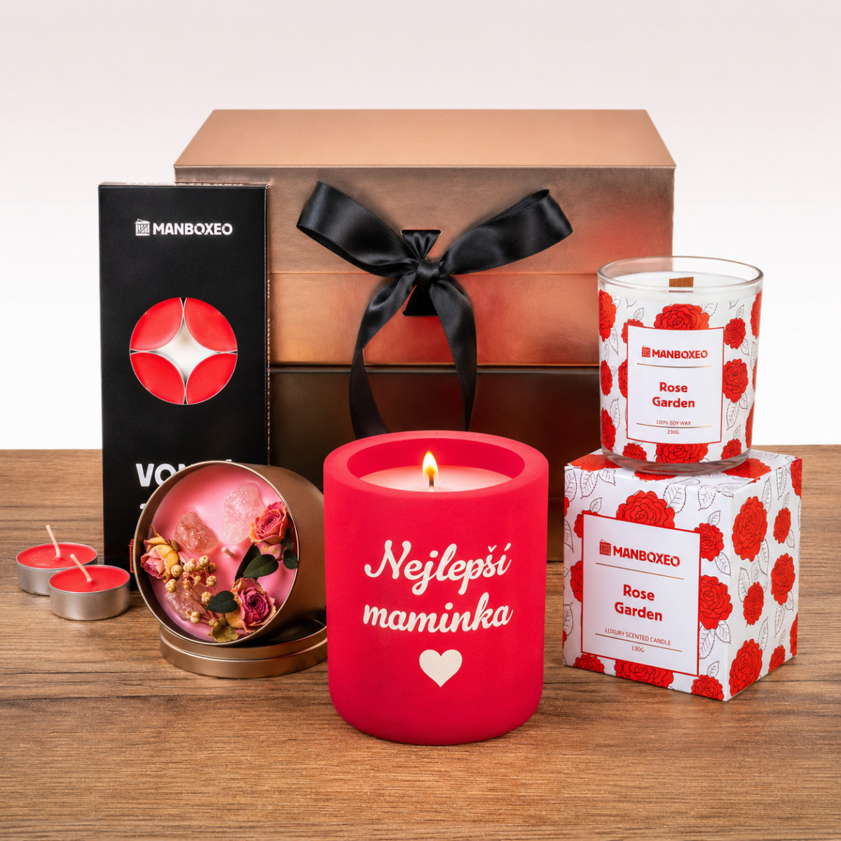 Giftboxeo pro maminku plné svíček - růže