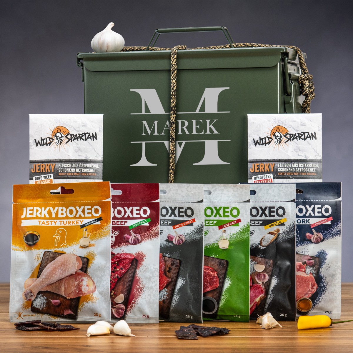 Armyboxeo Jerkynátor | Dárková muniční bedna | Vánoční dárek pro muže, vojáka, tátu, přítele | Dárek pro muže, tátu, otce, tatínka, přítele, dědu | Dá