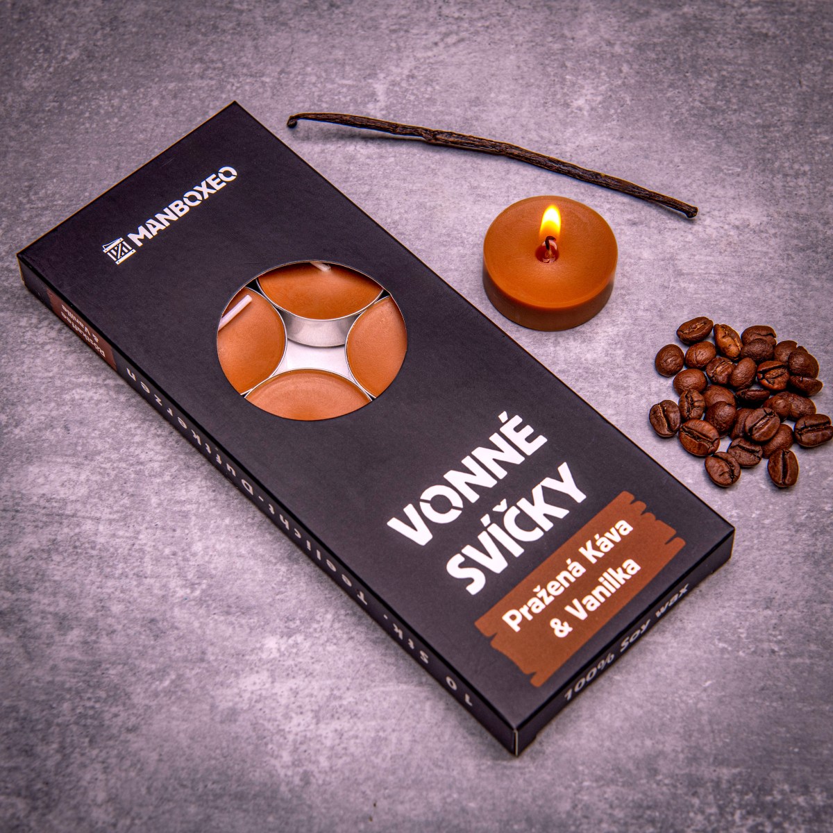 30% SLEVA Sada 10 čajových svíček - Pražená káva & Vanilka 10x14 g | Dárek k narozeninám, výročí svatby, den matek, svátku | Dárek pro ženu, maminku,