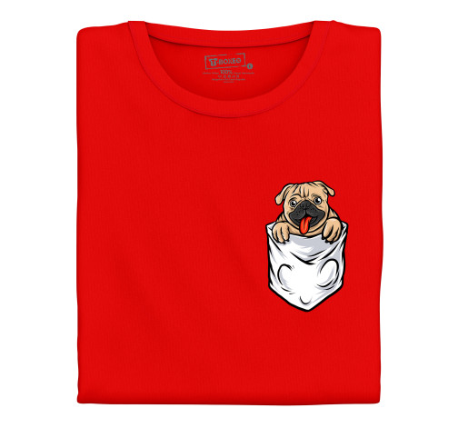 Levně Pánské tričko s potiskem "Mops v kapsičce"