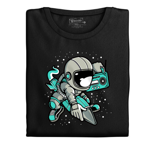 Levně Dámské tričko s potiskem “Astronaut na raketě s rádiem”