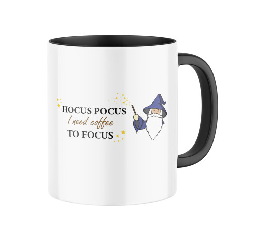 Keramický hrnek s potiskem Hocus pocus, I need coffee to focus