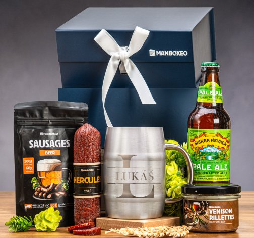 Giftboxeo dárkový box pro muže - Pro pivaře + půllitr s gravírováním