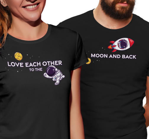 Manboxeo Dámské tričko s potiskem “Love each other to the Moon and back”