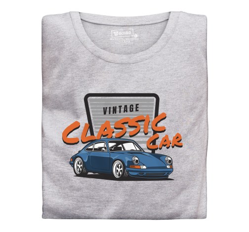 Levně Pánské tričko s potiskem “Vintage Classic Car, modré Porsche"