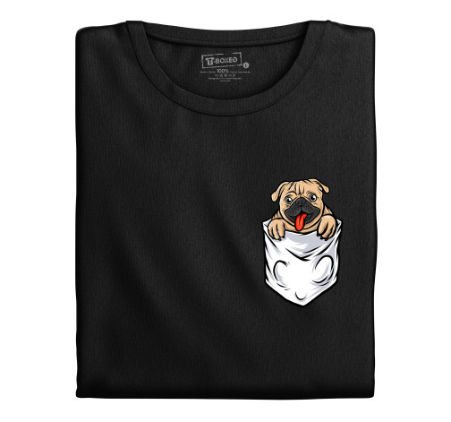 Levně Dámské tričko s potiskem "Mops v kapsičce"