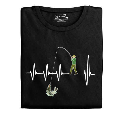Levně Pánské tričko s potiskem “Rybářský tep srdce”