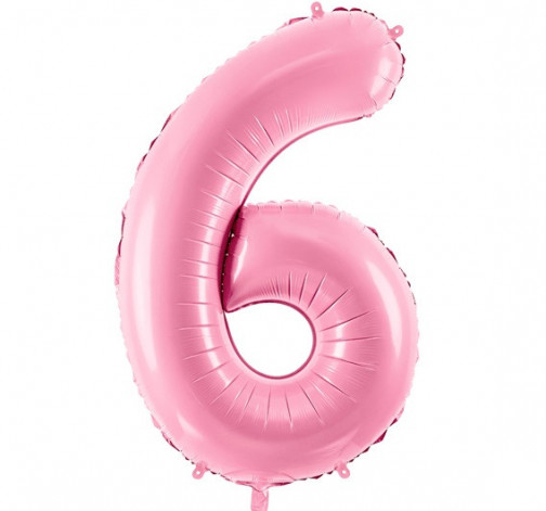 Růžový fóliový balónek ve tvaru číslice ''6''