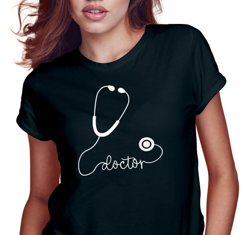 Levně Dámské tričko s potiskem "Doctor - stetoskop"