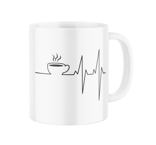 Levně Keramický hrnek s potiskem Srdcový tep – káva