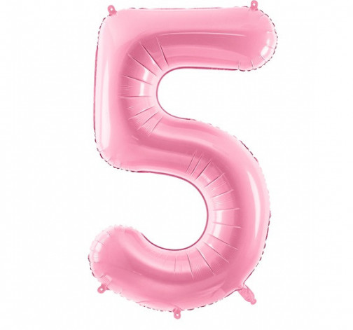 Růžový fóliový balónek ve tvaru číslice ''5''