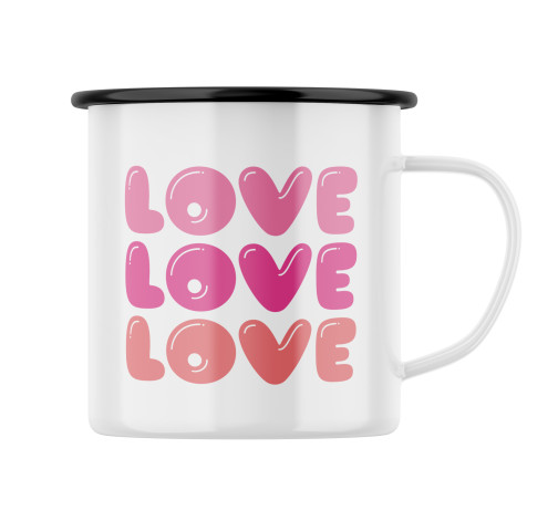 Levně Plechový hrnek s potiskem Love, Love, Love