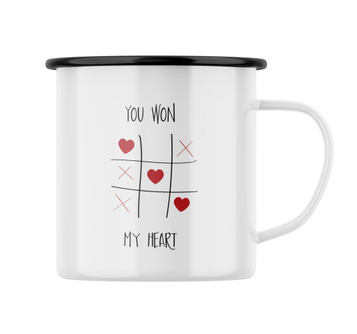 Levně Plechový hrnek s potiskem You won my heart