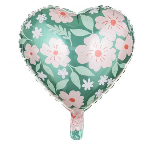 Levně Květinový fóliový balónek ve tvaru srdce