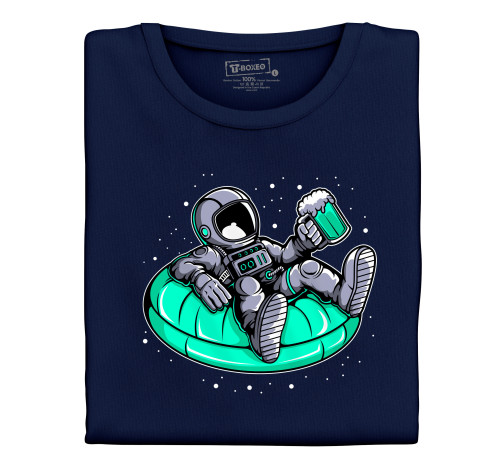 Levně Pánské tričko s potiskem “Astronaut s pivem na lehátku”
