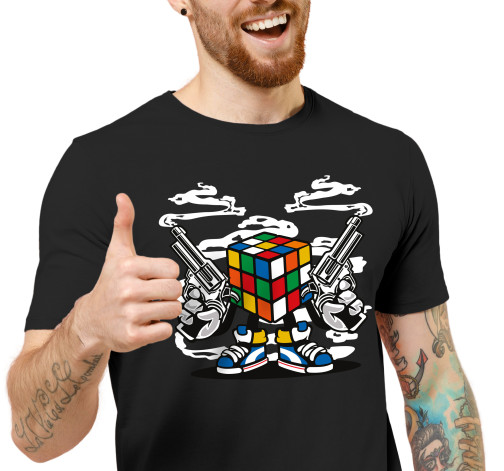 Levně Pánské tričko s potiskem “Gangsta Rubikova kostka”