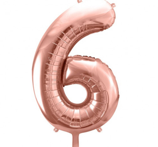 Rose gold fóliový balónek ve tvaru číslice ''6''