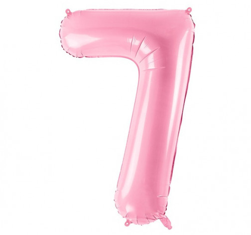 Růžový fóliový balónek ve tvaru číslice ''7''