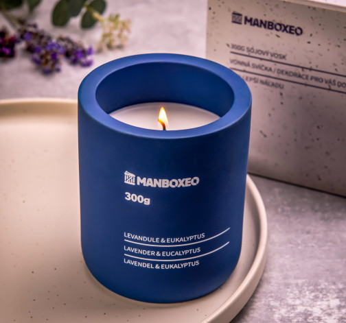 Betonová svíčka se sójovým voskem a intenzivní vůní - Lavender & Eucalyptus 300 g