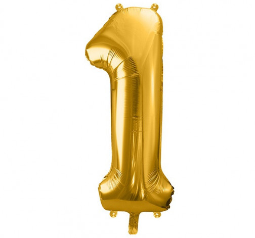 Zlatý fóliový balónek ve tvaru číslice ''1''