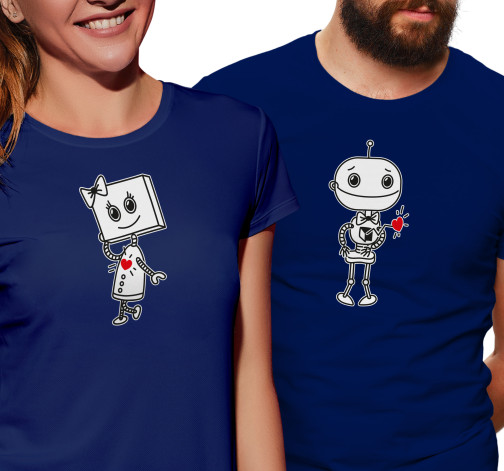 Levně Pánské tričko s potiskem “Roztomilí roboti”
